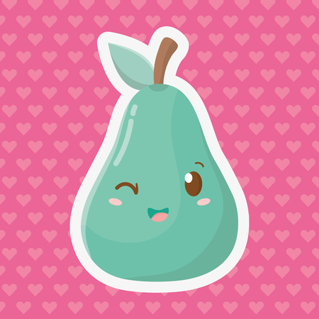 delicious tasty sweet fruit pear cartoon vector illustration graphic designのイラスト素材