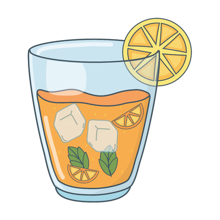 delicious tasty refresh fruit orange juice glass cartoon vector illustration graphic designのイラスト素材