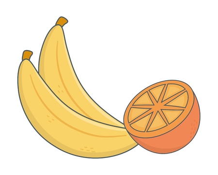 delicious tasty healthy fresh fruits cartoon vector illustration graphic designのイラスト素材