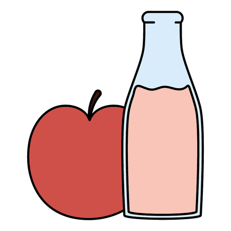 fresh apple juice fruit in botttleのイラスト素材