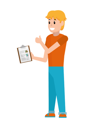 young man with checklist vector illustration graphic designのイラスト素材