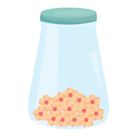 mason jar glass with lid and flowers vector illustration designのイラスト素材