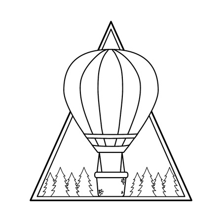 balloon air hot flying with pines vector illustration designのイラスト素材