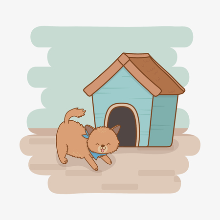 cute little doggy mascot character vector illustration designのイラスト素材