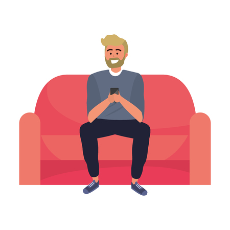 Millennial Person Sitting With Smartphone Taking Selfie Texting