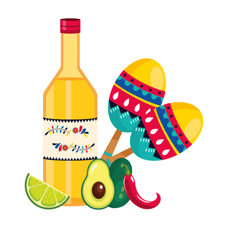 mexican culture festival mexico mariachi elements cartoon vector illustration graphic designのイラスト素材
