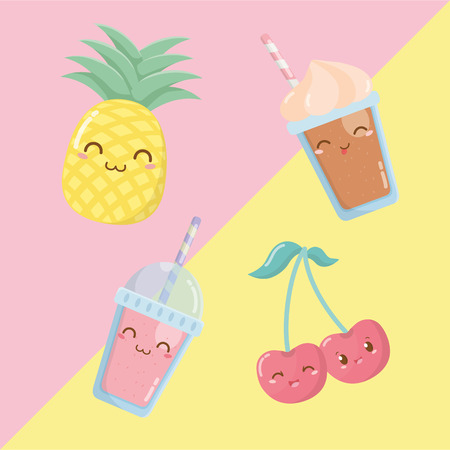 fresh fruits and sorbets charactersのイラスト素材
