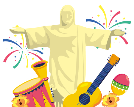 christ redeemer with musical instrumentsのイラスト素材