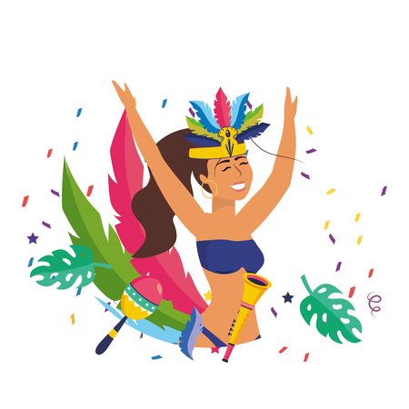 woman celebrating brazil carnivalのイラスト素材
