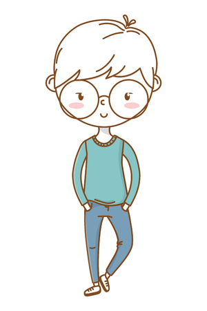 Stylish boy cartoon outfit isolatedのイラスト素材