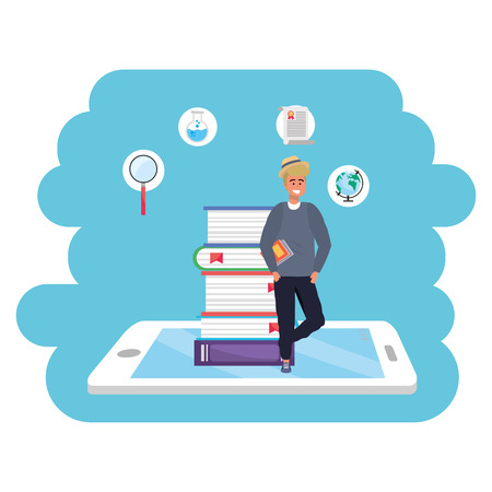 Online education millennial student tablet splash frameのイラスト素材