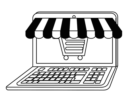 Laptop design, Store shopping online ecommerce media market and internet theme Vector illustrationのイラスト素材