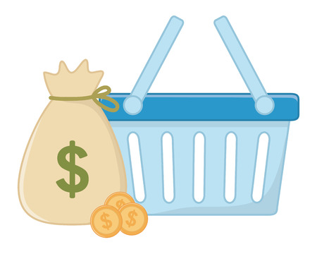 Basket bag and money designのイラスト素材