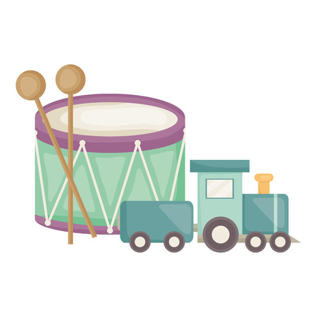 drum musical with little train vector illustration designのイラスト素材