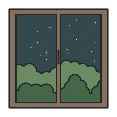 window house with night outside viewのイラスト素材