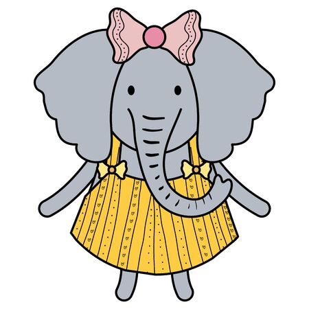 cute female elephant childish character vector illustration designのイラスト素材