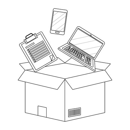 box with checklist in black and whiteのイラスト素材
