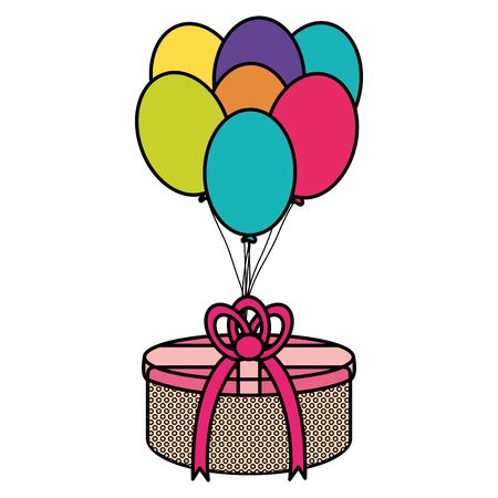 gifts boxes with balloons helium floating vector illustration designのイラスト素材