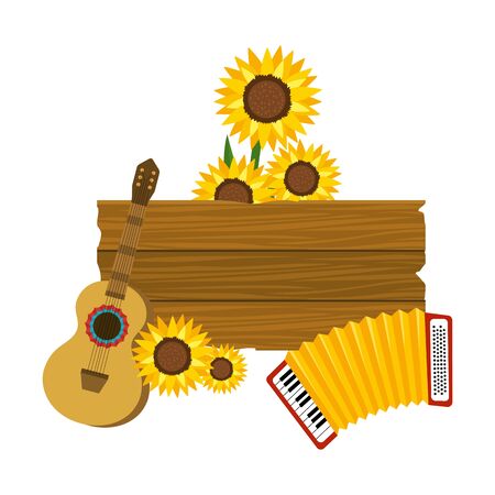 wooden sign frame with farm country style elements cartoon vector illustration graphic designのイラスト素材