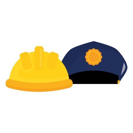 builder helmet with police hat vector illustration designのイラスト素材