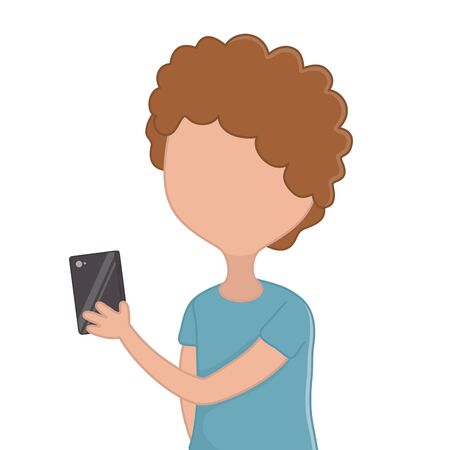 Man with smartphone design, Digital technology communication social media internet web and screen theme Vector illustrationのイラスト素材