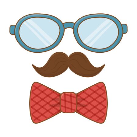 glasses with moustache and tie bow icon cartoon vector illustration graphic designのイラスト素材
