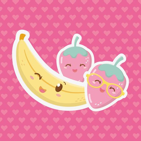 delicious tasty fruit cartoonのイラスト素材