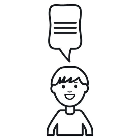 monochrome man with speech bubble avatar character vector illustration designのイラスト素材
