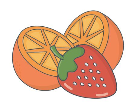 delicious tasty healthy fresh fruits cartoon vector illustration graphic designのイラスト素材