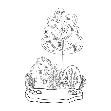 beautiful forest landscape scene vector illustration designのイラスト素材