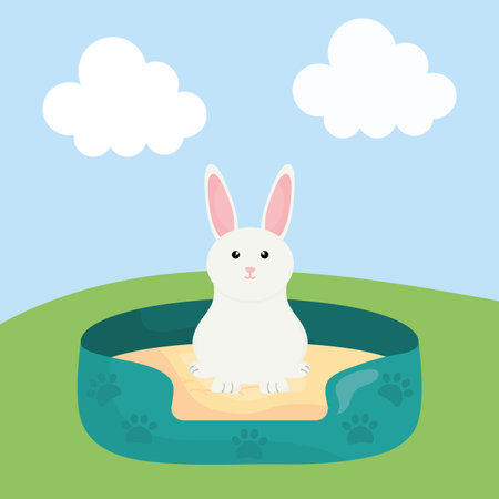 cute little rabbit in bedのイラスト素材