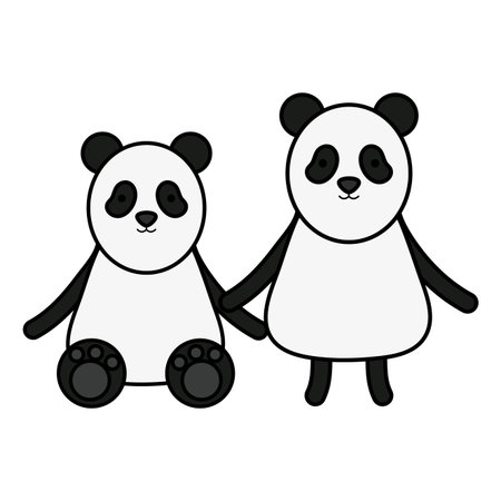 cute bears pandas couple childish charactersのイラスト素材