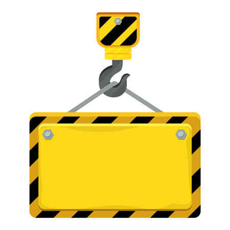 construction architectural hook holding sign cartoon vector illustration graphic designのイラスト素材