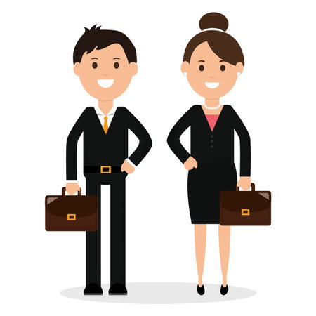 young business couple avatars characters vector illustration designのイラスト素材