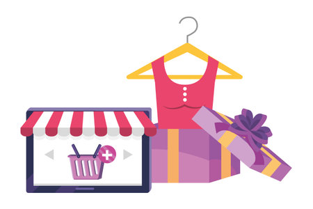 Tablet design, Store shopping online ecommerce media market and internet theme Vector illustrationのイラスト素材
