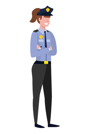 labor day job career police woman cartoon vector illustration graphic designのイラスト素材