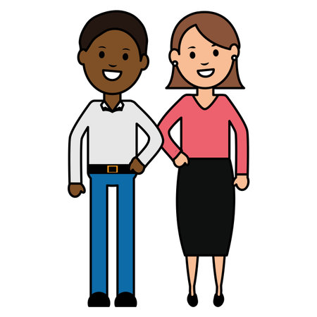 young interracial couple charactersのイラスト素材