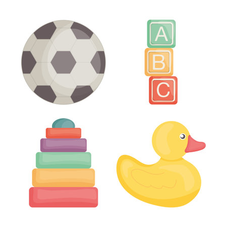 set of baby toys entertainment iconsのイラスト素材