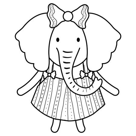 cute female elephant childish characterのイラスト素材