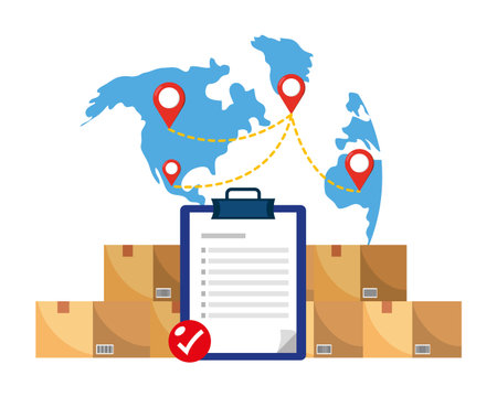 boxes with checklistのイラスト素材