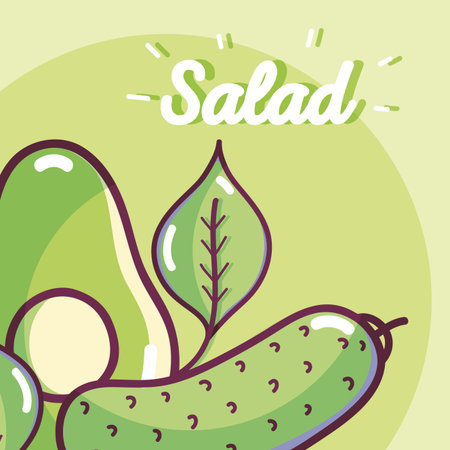 Vegetables ingredients salad colorful cartoons vector illustration graphic designのイラスト素材