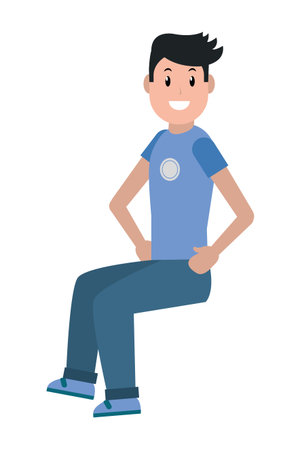 young man sitting cartoon vector illustration graphic designのイラスト素材
