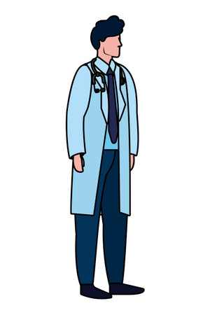 healthcare medical doctor man with stethoscope cartoon vector illustration graphic designのイラスト素材