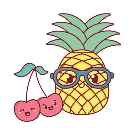 delicious tasty sweet fruits cartoon vector illustration graphic designのイラスト素材