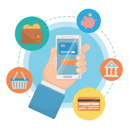 Smartphone design, Store shopping online ecommerce media market and internet theme Vector illustrationのイラスト素材