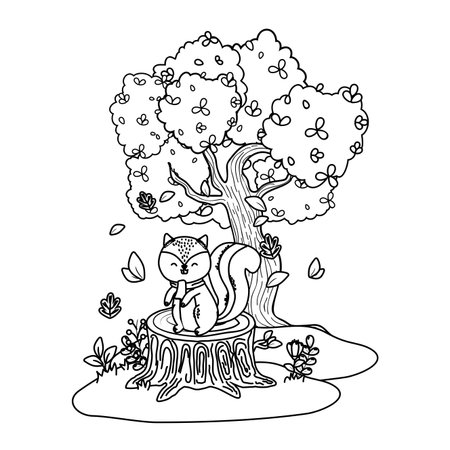 cute little animal squirrel at nature park cartoon vector illustration graphic designのイラスト素材
