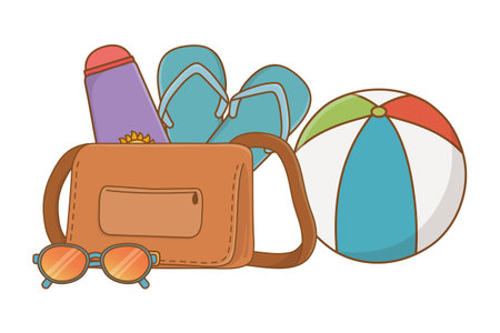 summer time and travel cartoonのイラスト素材