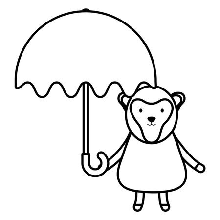 cute monkey with umbrella childish character vector illustration designのイラスト素材