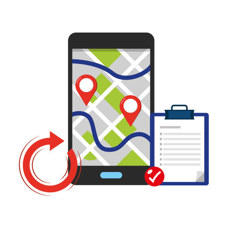 cellphone showing mapのイラスト素材