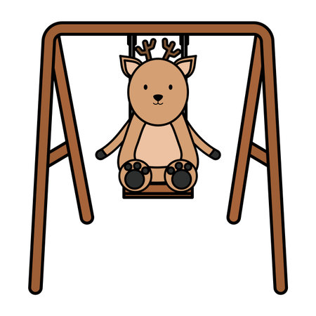 cute reindeer in swing character vector illustration designのイラスト素材
